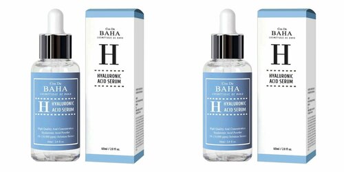 Cos De BAHA Сыворотка для лица H60 Hyaluronic Acid Serum, с гиалуроновой кислотой, Увлажняющая, 60 мл, 2 шт