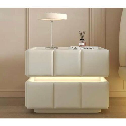 Прикроватная тумбочка с подсветкой Hermine (Молочный)