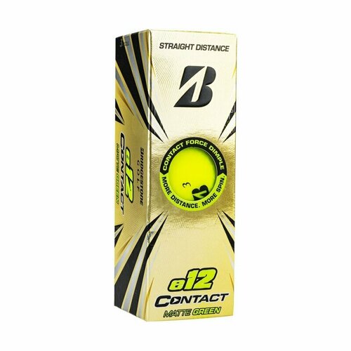 Мяч для гольфа Bridgestone e12 Contact Matte Yellow, BGB1CYX, 3 штуки в упаковке, желтый