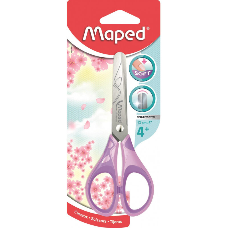 Ножницы Ножницы детские Maped ESSENTIALS SOFT PASTEL 130мм, прорезин. ручки, ассорти 2 шт