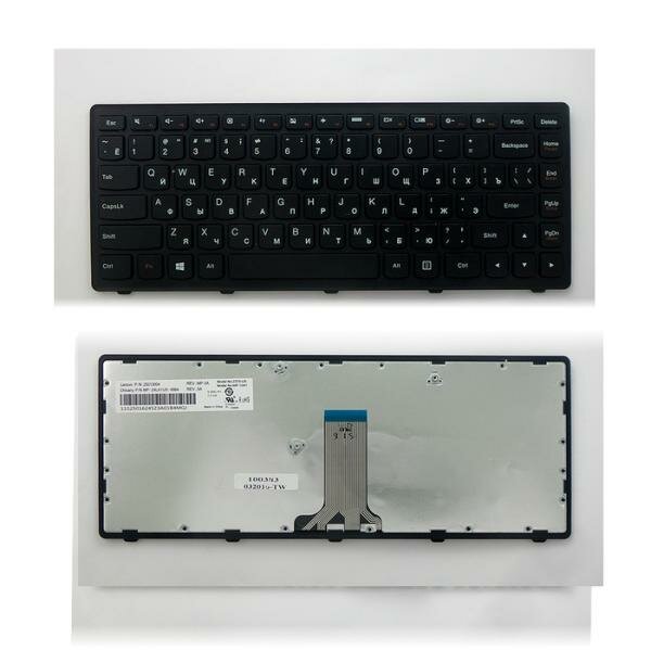 Клавиатура для ноутбука Lenovo IdeaPad B480 B485 G480 G480A G485 G485A Z380 Z480 Z485 G400 G405 G410 черная с черной рамкой плоский Enter