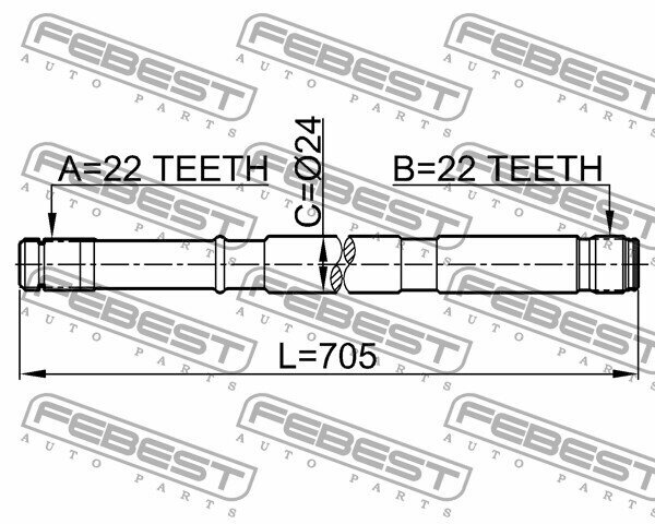 Вал привода колеса, 0212N16RH FEBEST 0212-N16RH