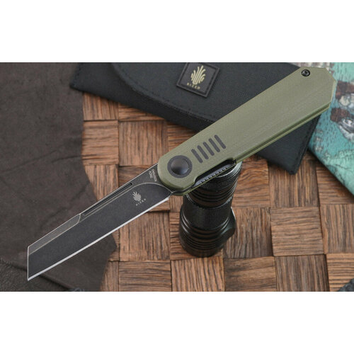 Складной нож Kizer Knives De L'Orme сталь 20CV, черно-зеленая G-10