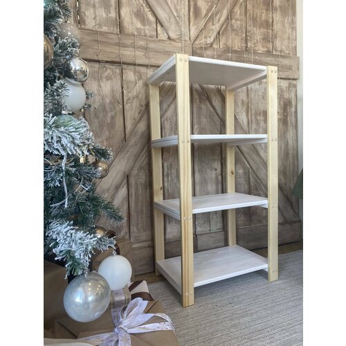 Стеллаж деревянный белый сосна 100х50х34 стеллаж для ванной этажерка напольная