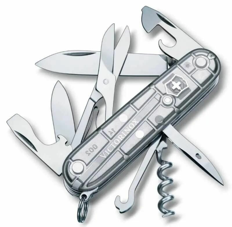 Складной нож Victorinox Climber, функций: 14, 91мм, серебристый полупрозрачный , коробка картонная [1.3703. t7]