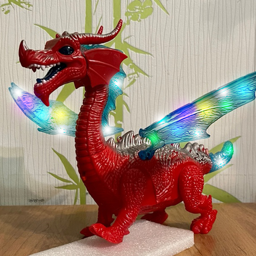 Механический дракон со светящимися элементами / Музыкальная движущаяся игрушка / Огненный