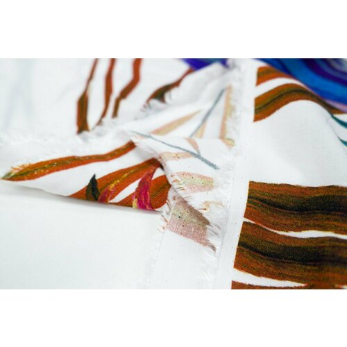 Ткань Вискоза с тропическими растениями купон 1,46 м. Ткань для шитья