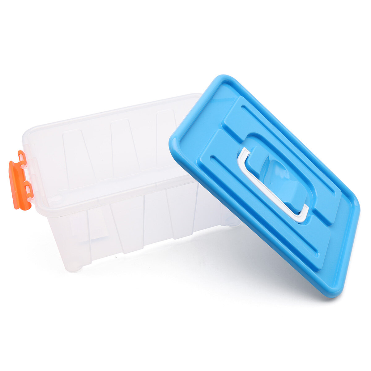 Контейнер для хранения пластмассовый с крышкой и ручками 4л, 285*190*120 мм (голубой) - фотография № 2