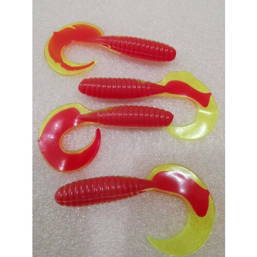 Силиконовая мягкая приманка для рыбалки MISTER TWISTER FAT Curly Tail 9см Chartreuse/Red силиконовая мягкая приманка для рыбалки mister twister fat curly tail 9см chartreuse red