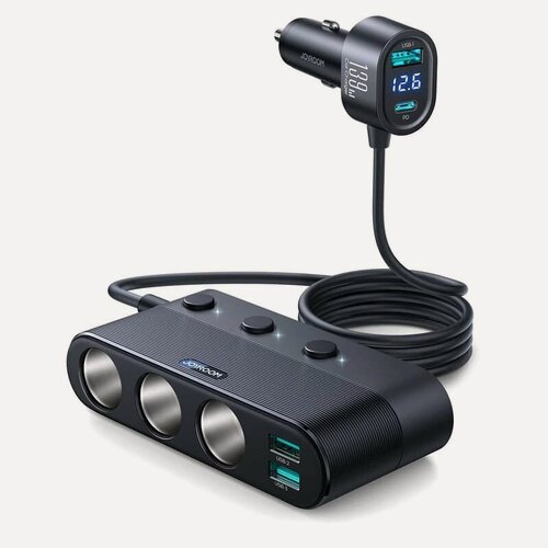 Изображение товара Разветвитель 139W 3 прикуривателя + PD 30W + 3USB черный
