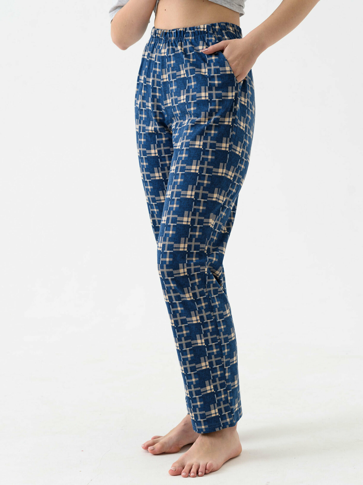 Женская пижама с брюками Капибара Синий 56 Кулирка Оптима трикотаж - фотография № 4