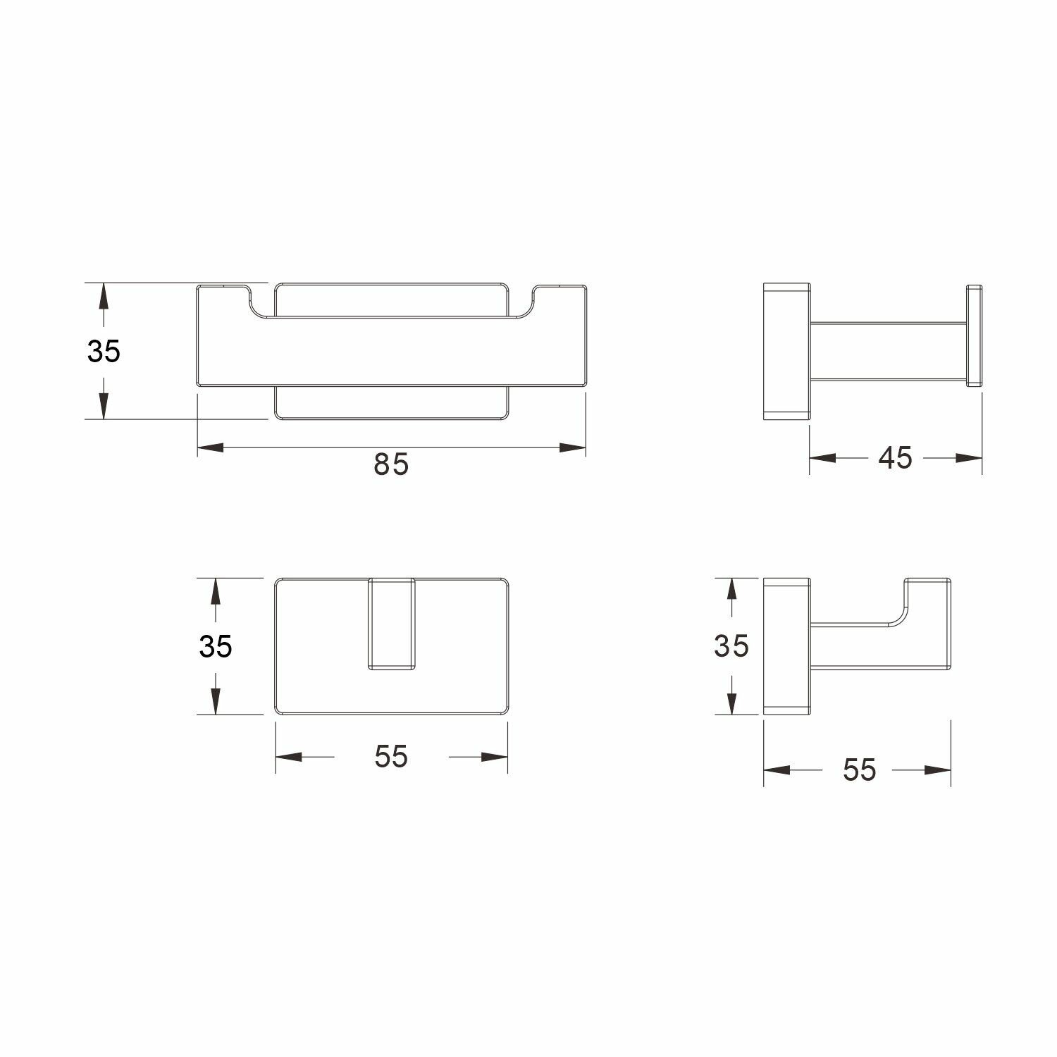 Крючок двойной SHEVANIK SG5621C белый — фото 1