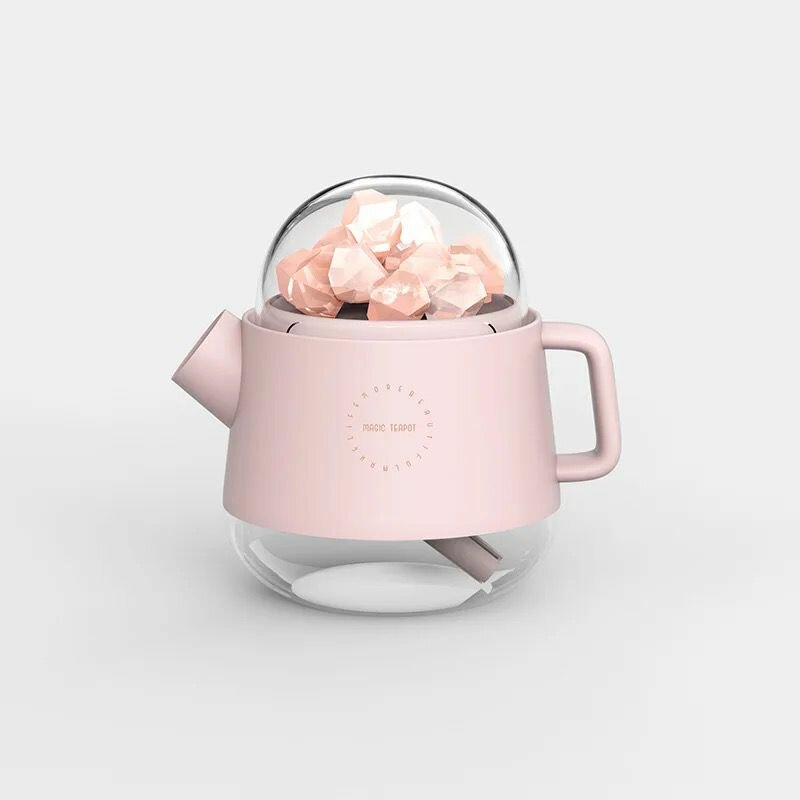 Увлажнитель воздуха в виде чайника с соляными минералами. Розовый. - фотография № 2