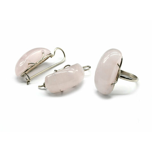 Комплект бижутерии: кольцо, кварц, размер кольца 18, розовый комплект бижутерии кварц размер кольца 18