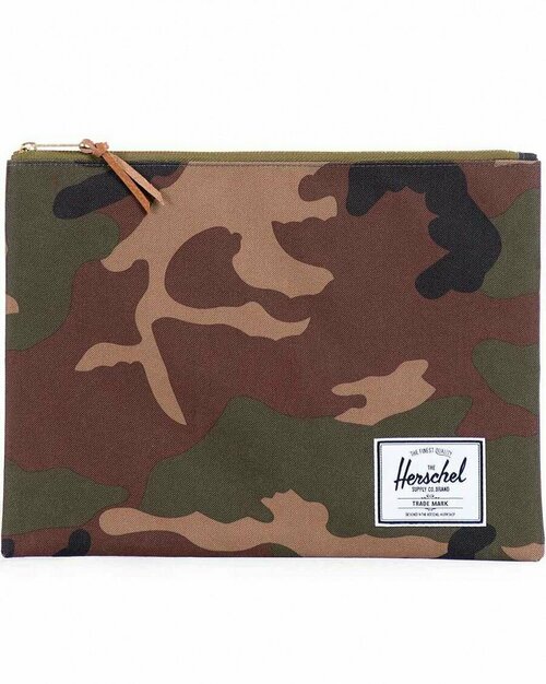 Сумка клатч Herschel, фактура тиснение, хаки, коричневый