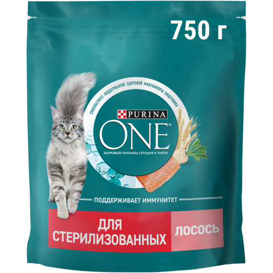 Сухой корм для кошек Purina One Sterilised для стерилизованных кошек с лососем и пшеницей 750 г