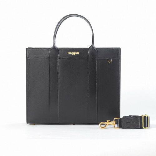 Сумка тоут MAKLER, фактура гладкая, черный
