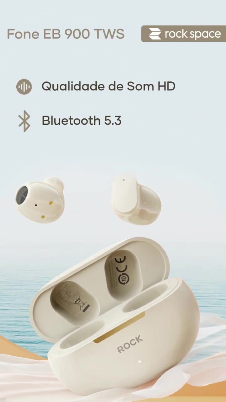 Беспроводные наушники ROCK EB900 TWS Earphones Бежевые — фото 1