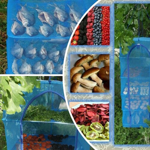 Сетка Сушилка 50x50x95 большая 5 полок подвесная складная усиленный каркас овощная грибная 2290₽