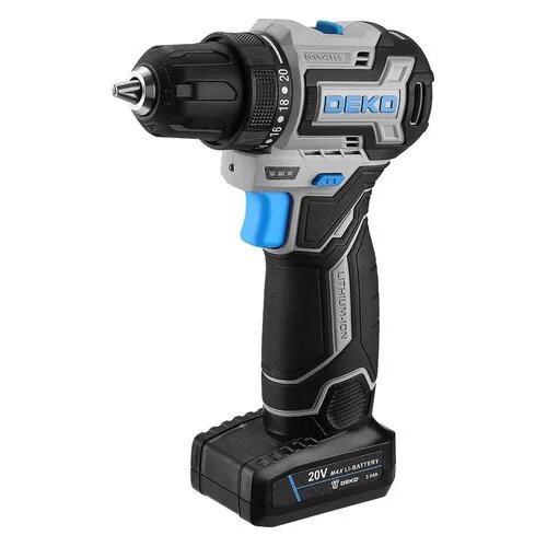 Дрель-шуруповерт DEKO Loner 20V PRO, 3Ач, с двумя аккумуляторами [085-1010]