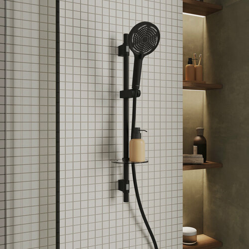 Изображение товара Душевой гарнитур со штангой Milardo Идеал Спа (Ideal Spa) ILS3B70M16 черный матовый