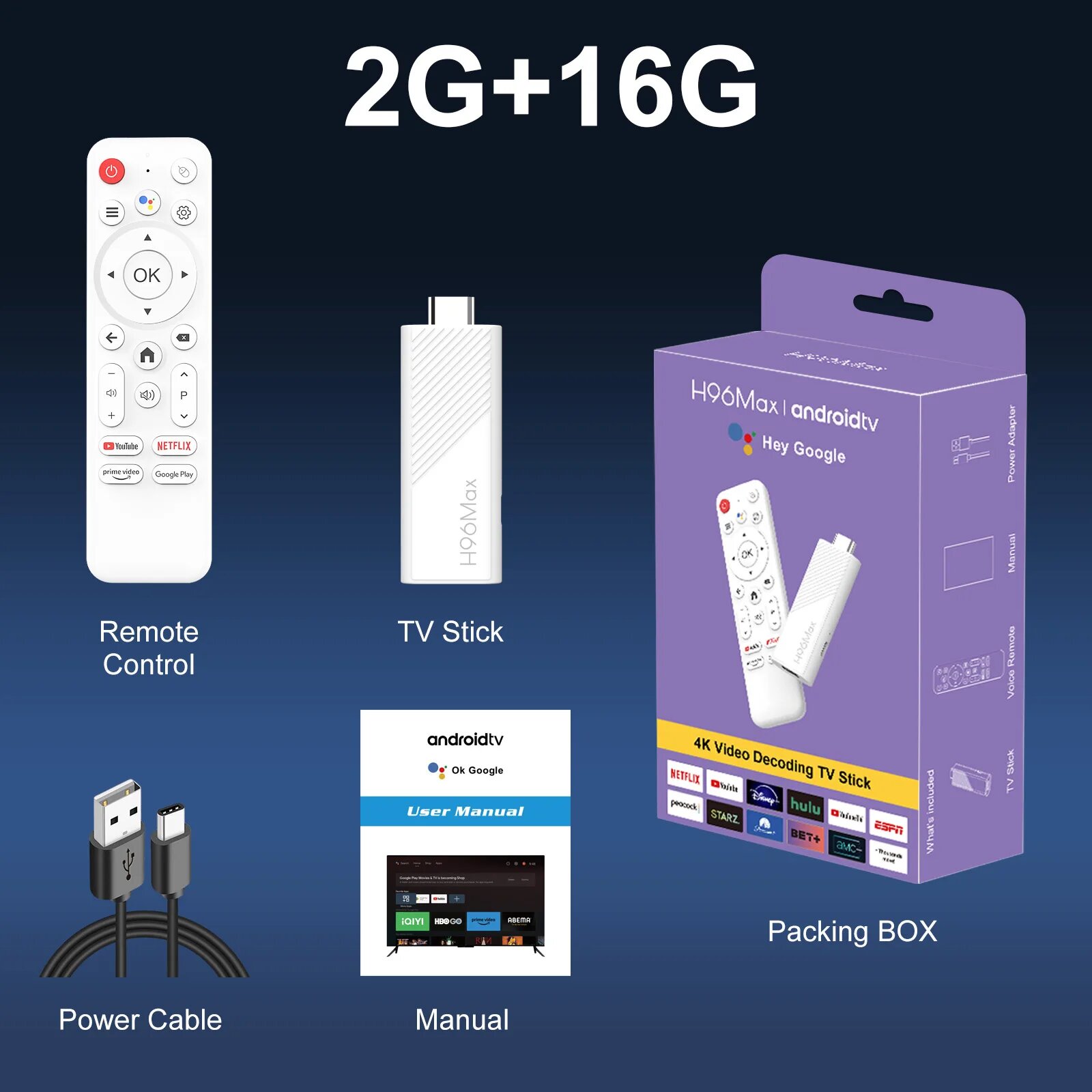 H96 MAX H313 ТВ-стик Android 14 2/16 ГБ, 2GB 16GB-white, Китай, Bundle7