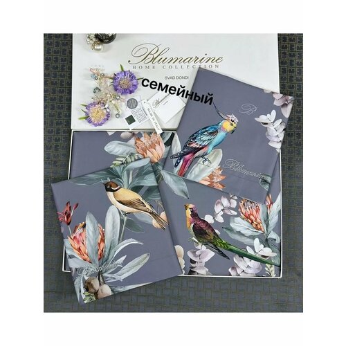 Семейное постельное белье люкс сатин с двумя пододеяльниками 150х210см Китай 14080₽