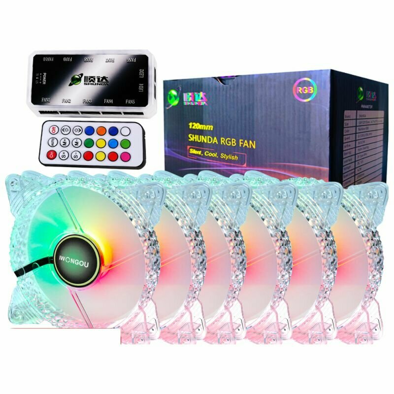 Комплект вентилятора Argb 120 мм 6-контактный ШИМ-кулер для корпуса ПК Aura Sync с контроллером Охлаждающий вентилятор с регулировкой скорости радиатора