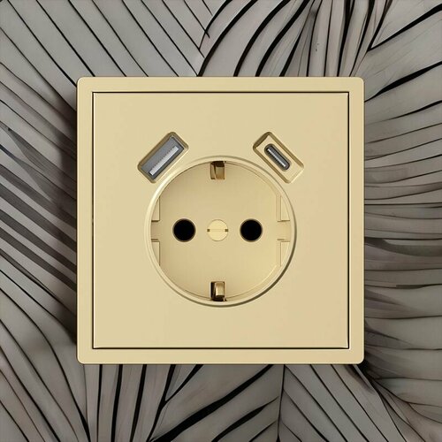 Розетка электрическая белая с заземлением шторками USB-Type C 31А 18W VOLT GEO механизм 3500₽