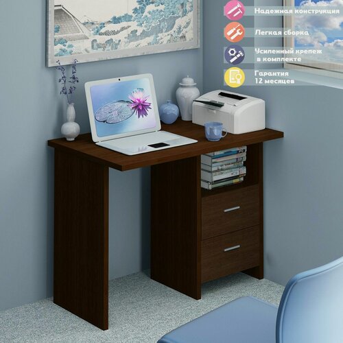 Изображение товара Стол компьютерный Мэрдэс СКЛ-Прям100 В венге с тумбой, с ящиками, 100х60х77 см
