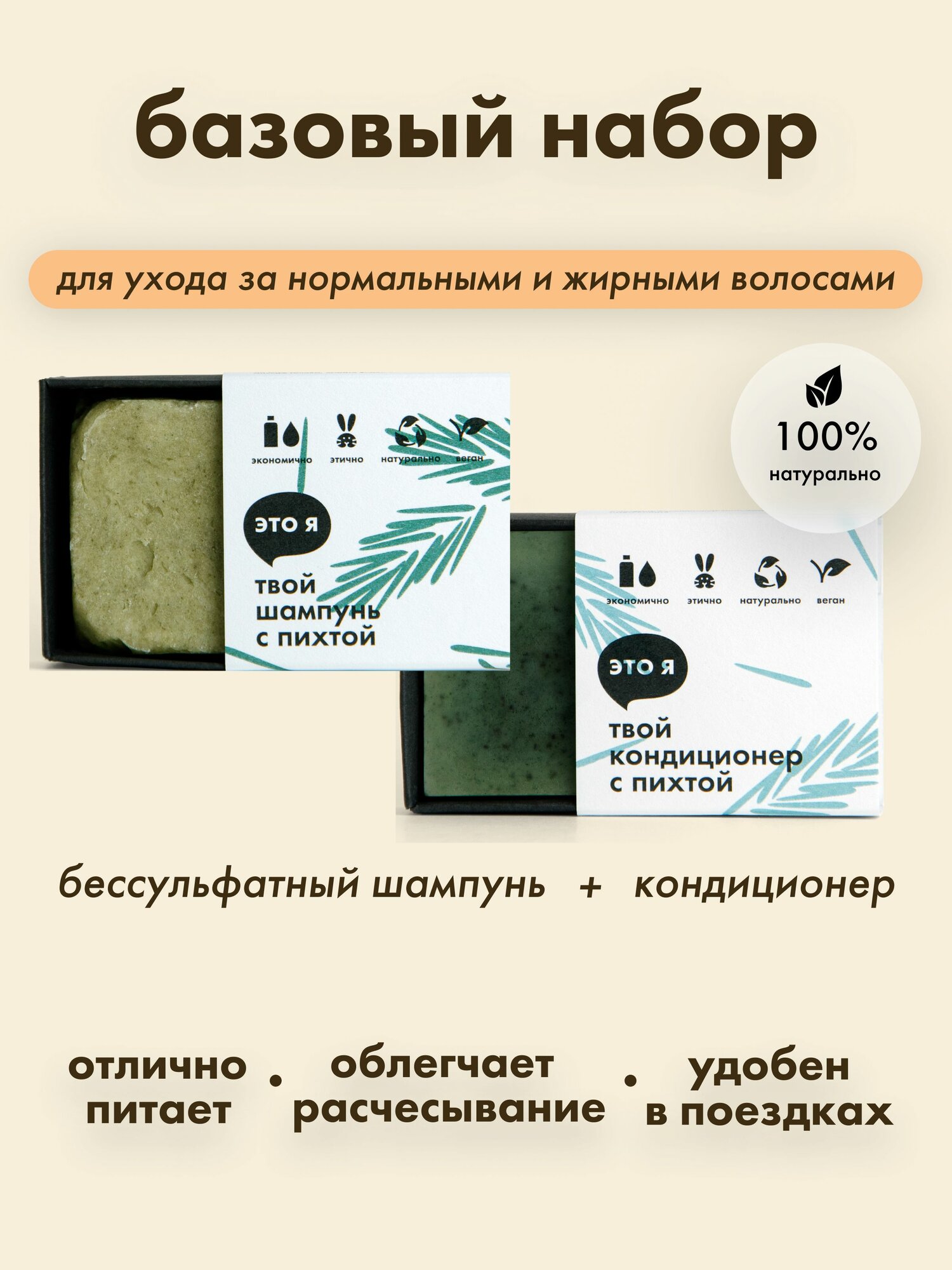 Это я, Набор для волос с пихтой для нормальных и жирных волос/ набор шампунь и кондиционер