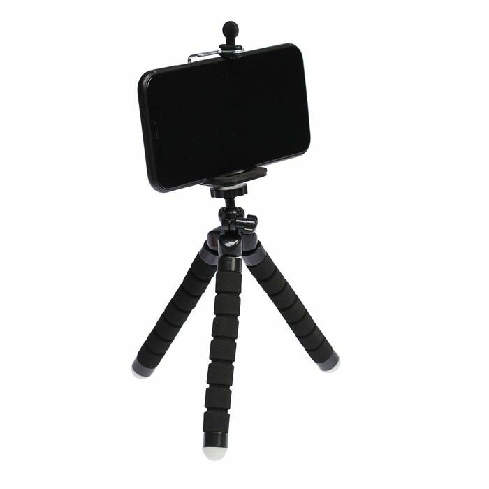 Штатив-тренога Luazon Home настольный, для телефона, гибкие ножки, высота 17 см, черный