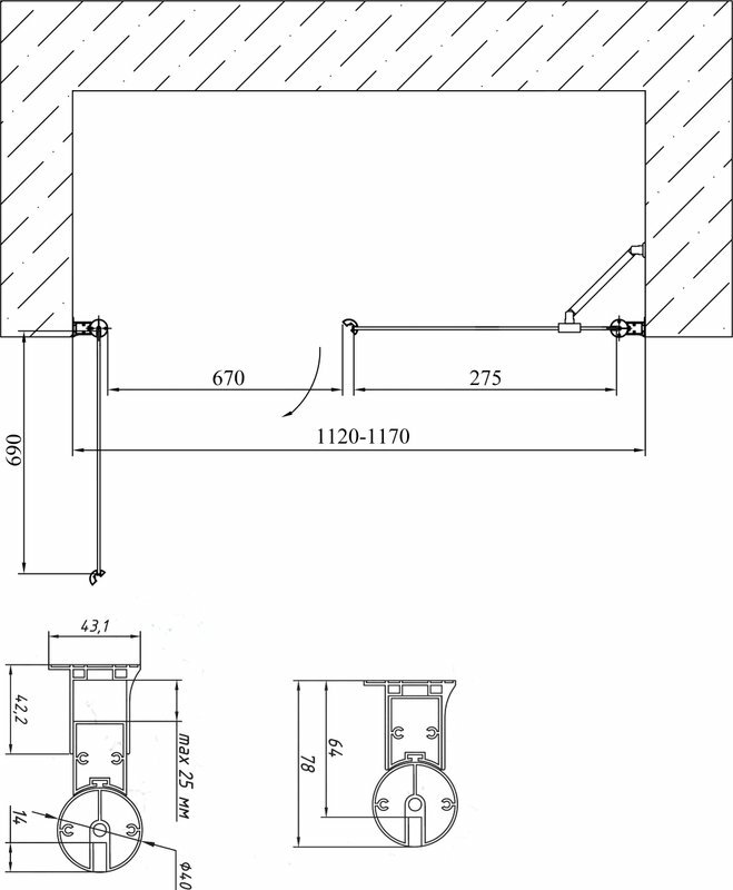 Душевая дверь в нишу Vegas Glass EP-F-2 0115 05 05 L стекло бронза, 115 - фото №6