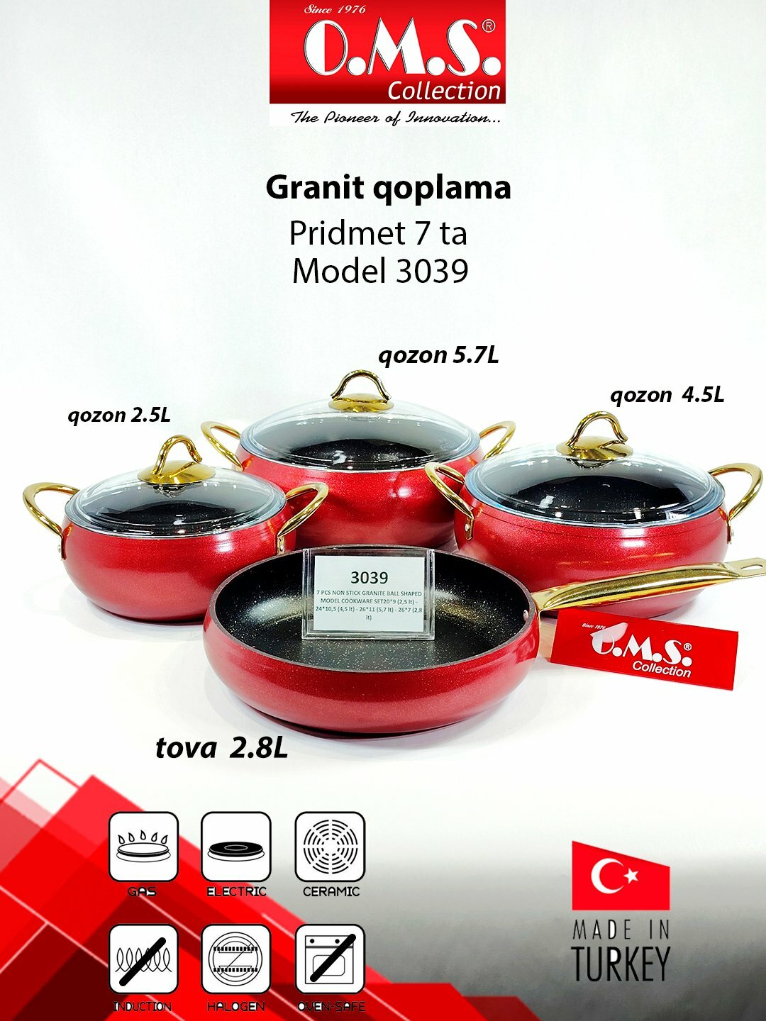 Набор посуды для приготовления, кастрюли и сковорода, 3039