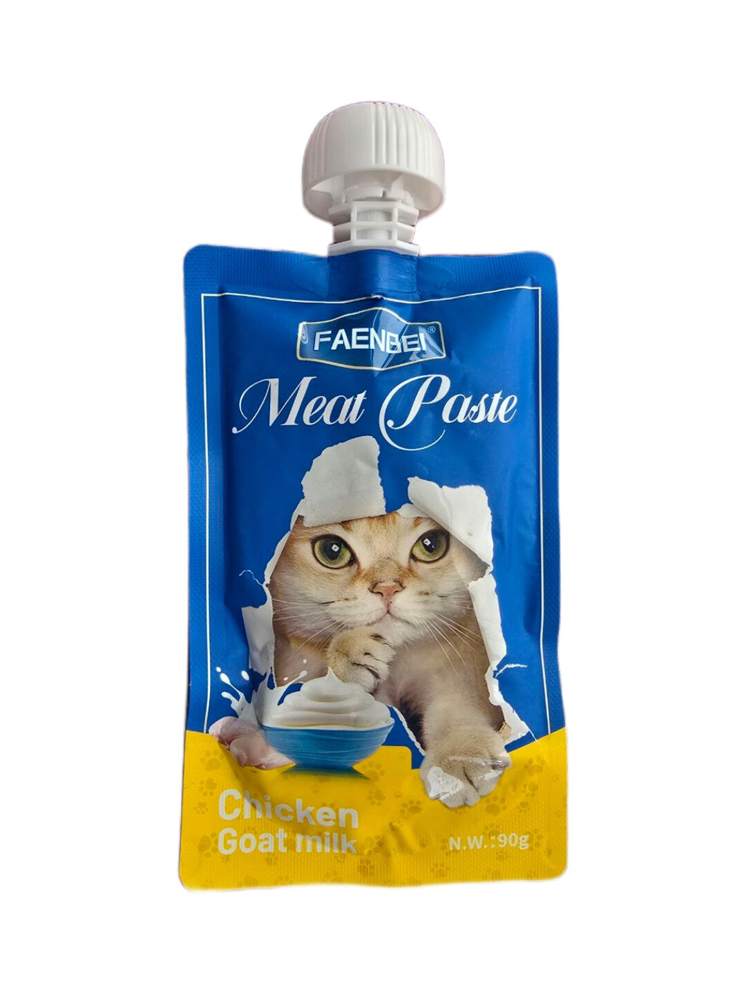 FAENBEI "мясная паста" натуральный корм-пюре для кошек, 90 г, для кошек старше 3 месяцев, Желтый