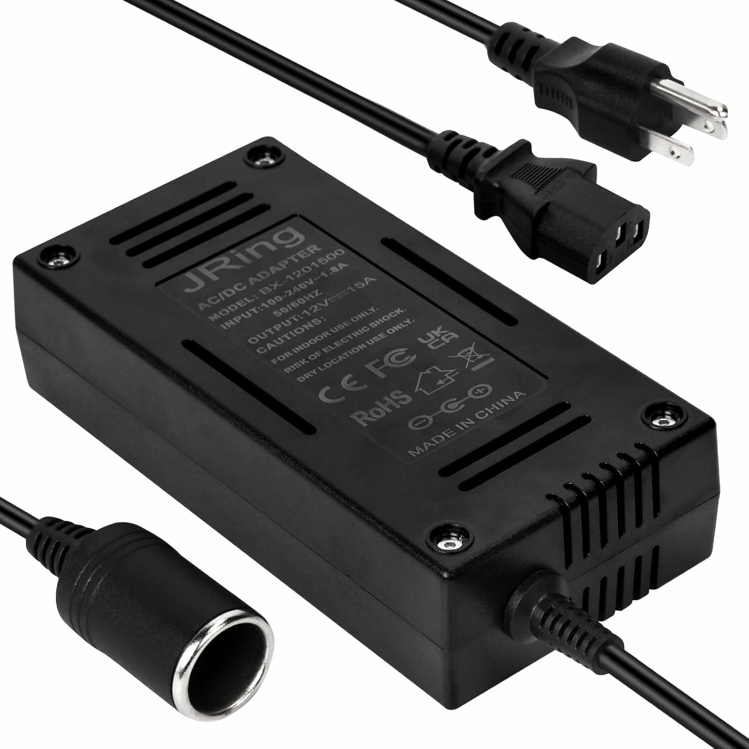 Преобразователь переменного тока в постоянный JRing 10A 110-220V 12V автомобильный прикуриватель адаптер питания для автомобильного вакуумного накачивающего устройства для шин и других автомобильных устройств мощностью менее 120 Вт