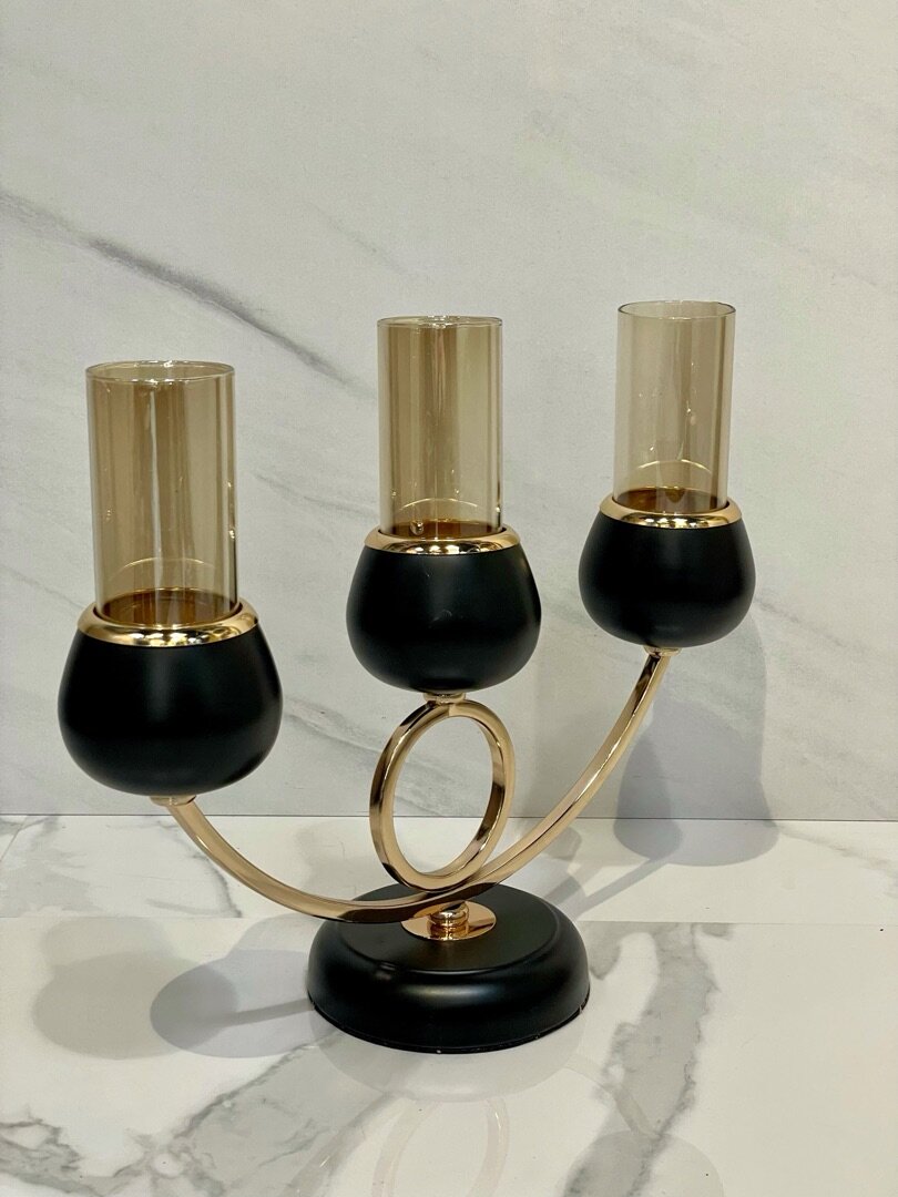 Подсвечник на 3 свечи Casaentera CE12-4098207 черный/золото 240х120х360h