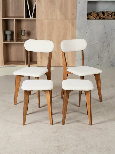 Изображение товара Комплект для кухни 2 стула и 2 табурета, стул со спинкой, табурет мягкий, деревянный, кухонный