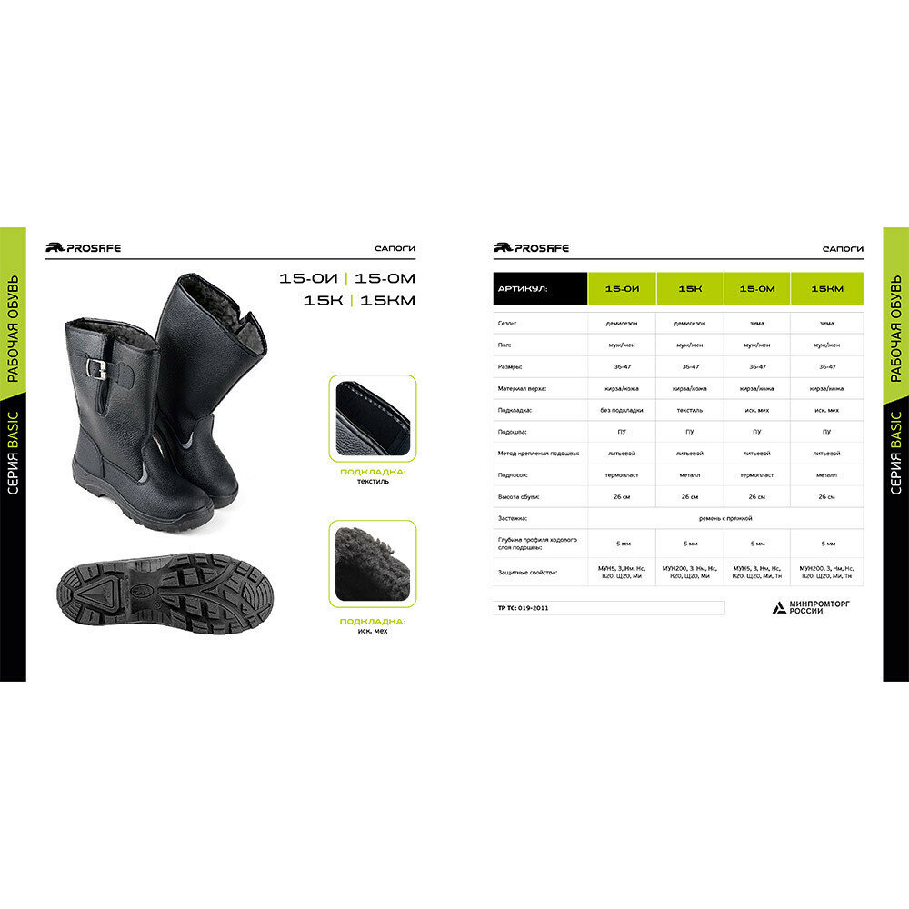 Сапоги рабочие кожаные размер 40 черные Prosafe Basic 15К — фото 1