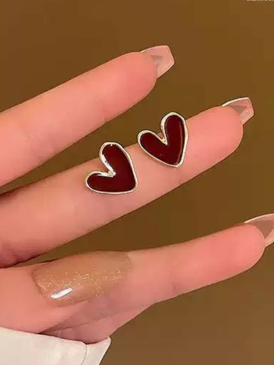 Серьги, бордовый/золотой — фото 1