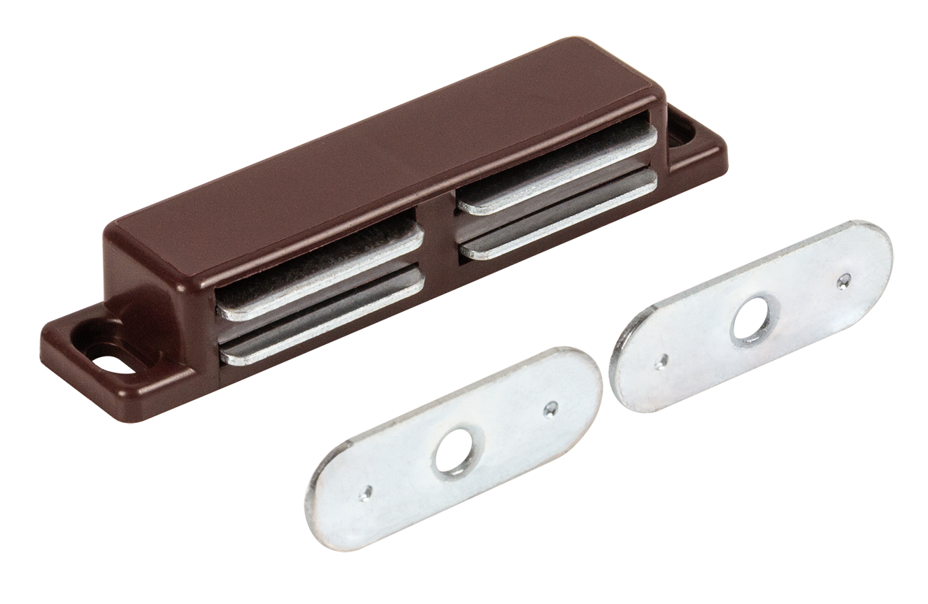 Защелка магнитная 18x75 мм пластик цвет коричневый