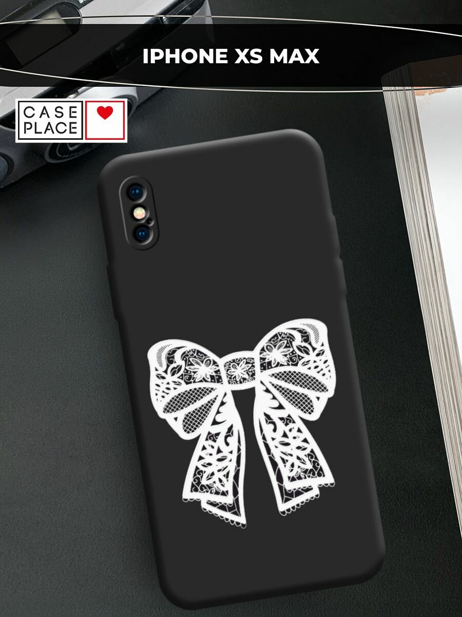Чехол на Apple iPhone XS Max / Айфон XS Max с принтом "Синий полосатый бант 3"