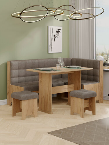 Изображение товара Кухонный уголок Флорида (Дуб крафт золотой/Микровелюр Wellmart Latte)