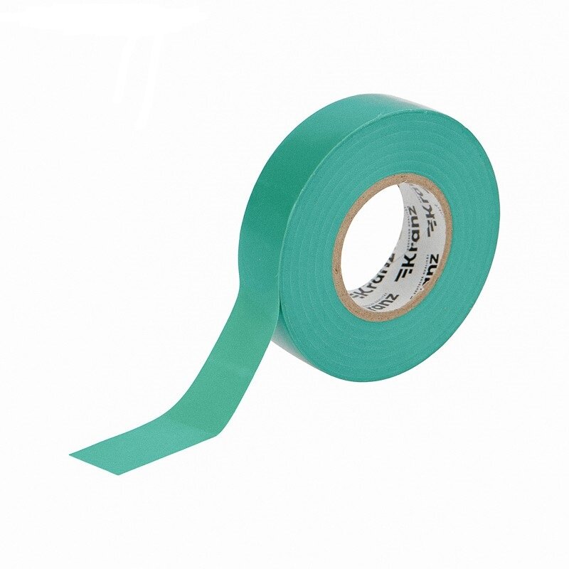 Профессиональная изолента ПВХ KRANZ 19 мм х 20 м 0.18 мм зеленая KR-09-2803
