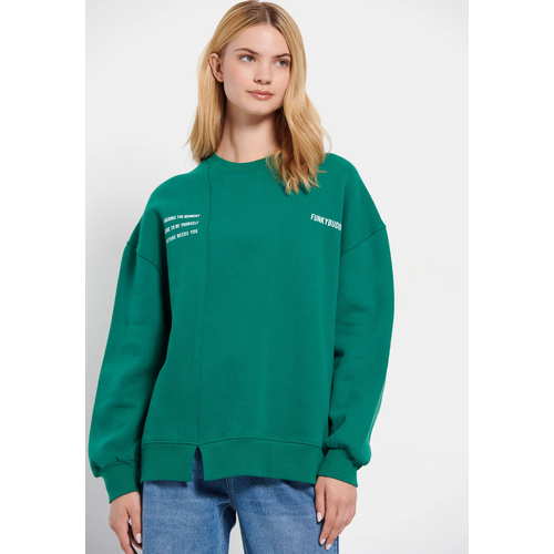 фото Толстовка funky buddha oversized sweater with print on the back, размер s, зеленый