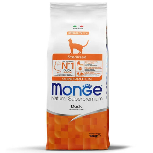 Monge Cat Monoprotein Sterilised Duck корм для стерилизованных кошек с уткой, 10 кг