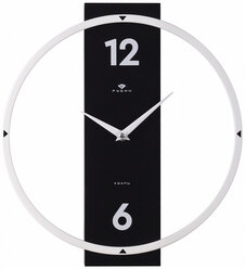 Часы настенные Рубин "Time 2", круглые 30,5 см, бело-черные, со стрелками