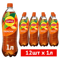 Чай Lipton черный, персик, 1 л, 12 шт.