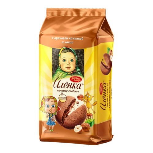 Печенье Аленка сдобное с ореховой начинкой и какао 1/200 - фотография № 2