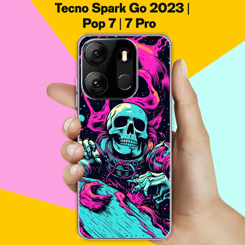 Силиконовый чехол на Tecno Spark Go 2023 / Tecno Pop 7 Pro /. Tecno Pop 7 Череп / для Техно Спарк Го 2023 / Поп 7 / Поп 7 Про силиконовый чехол на tecno spark go 2023 техно спарк го 2023 доберман